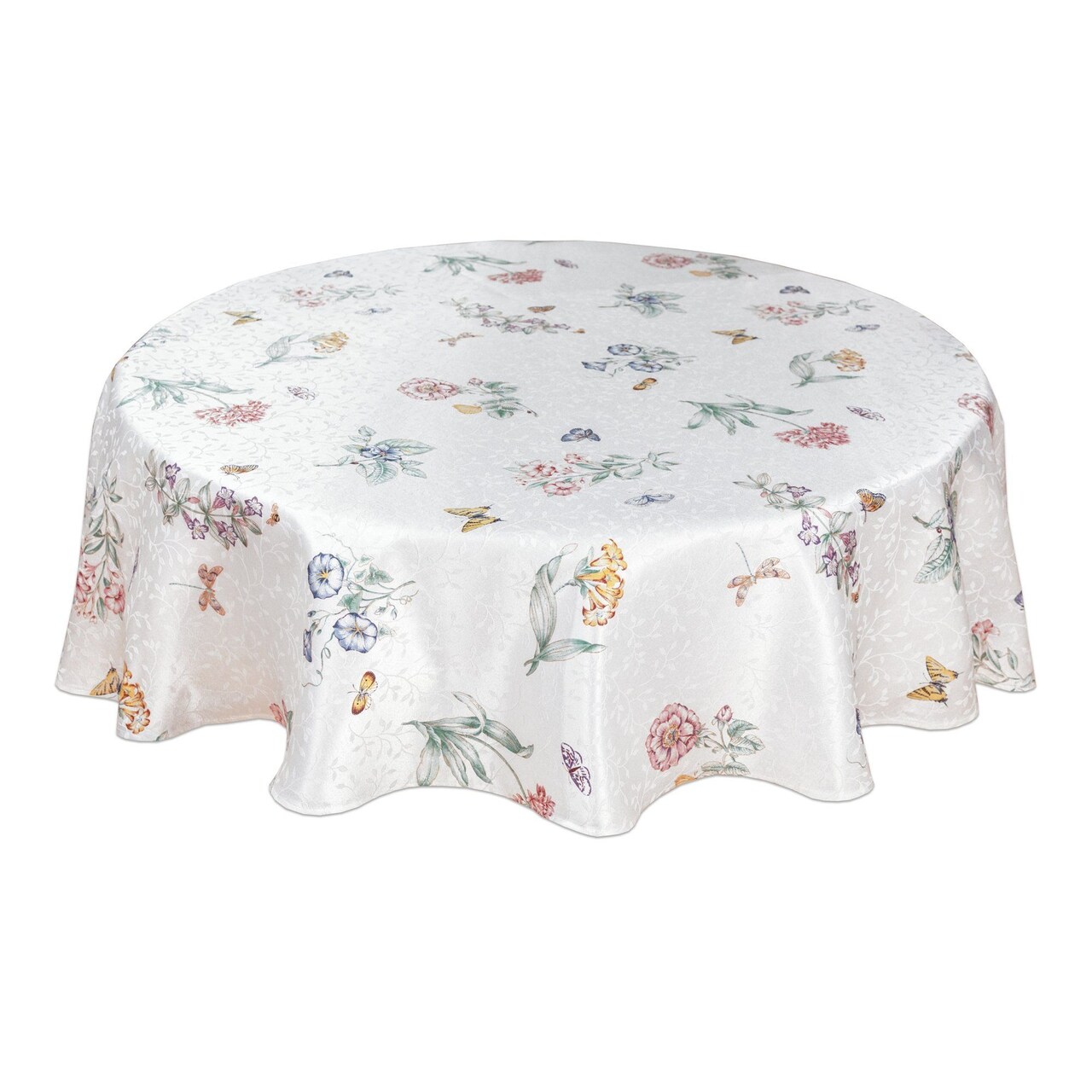 Lenox Butterfly Meadow Damask Tablecloth, Multicolor - 70"W x 70"L Round